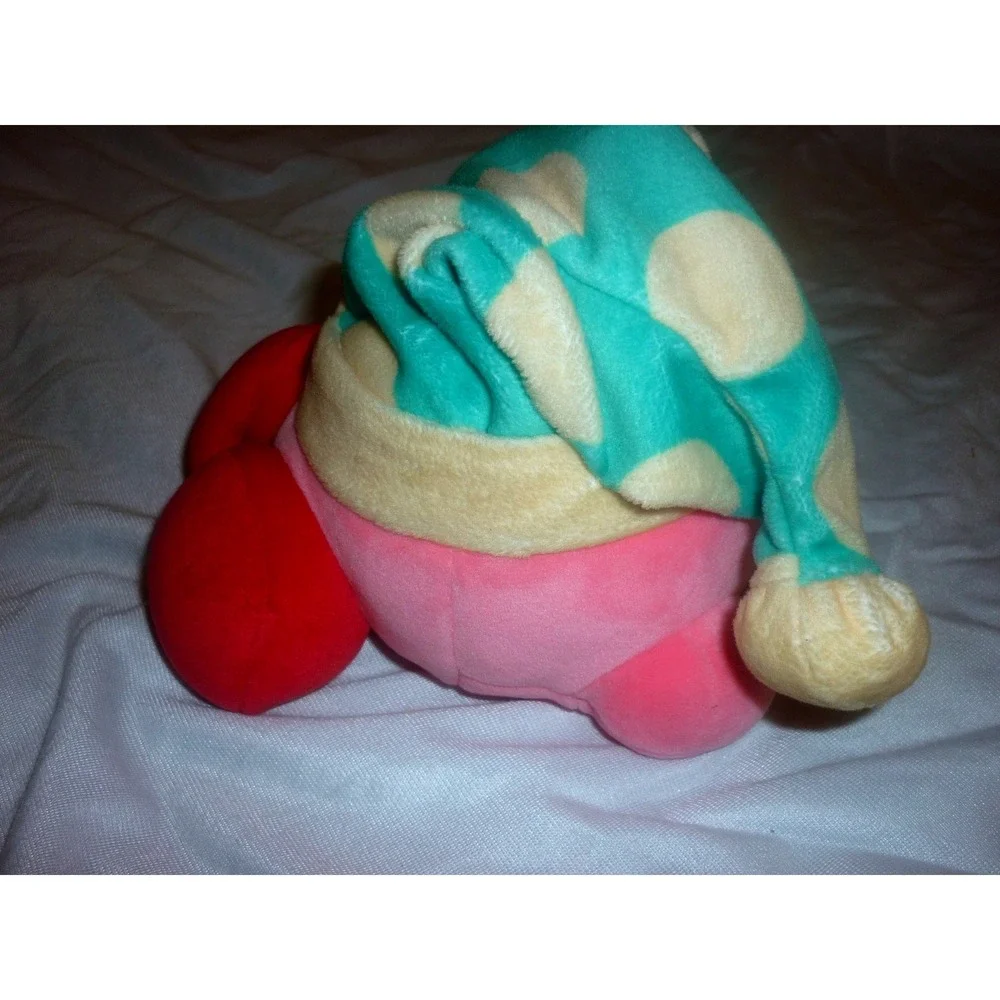 Tomy Club Mocchi Mocchi‎ Sleeping Kirby Plush with Nightcap Nintendo Squishy 6